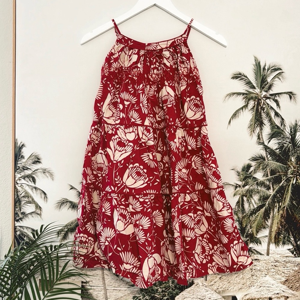 Gap Kids Floral Tiered Flowy Summer Dress Smocked Sundress Spaghetti Straps